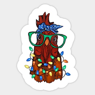 chicken rooster christmas lights Sticker